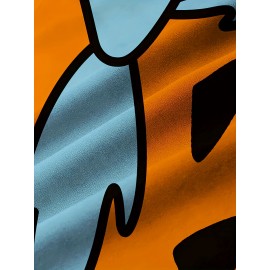 Retro Anime Print Men's Short Sleeve Pocket Lapel Shirt, Men's Trendy Button Up Tops For Summer Outdoor, Perfect Wear For Halloween